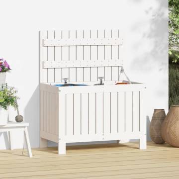 Garden Storage Box - Solid Pine Wood, White 76x42.5x54 cm