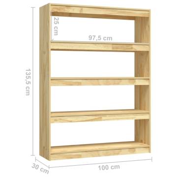 Solid Pinewood Book Cabinet/Room Divider - 100x30x135.5 cm