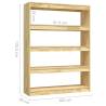 Solid Pinewood Book Cabinet/Room Divider - 100x30x135.5 cm