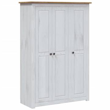 3-Door Pine Wardrobe in White - Stylish Storage Solution