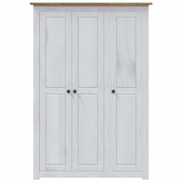 3-Door Pine Wardrobe in White - Stylish Storage Solution