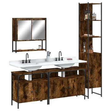 4 Piece Bathroom Furniture Set - Smoked Oak Engineered Wood