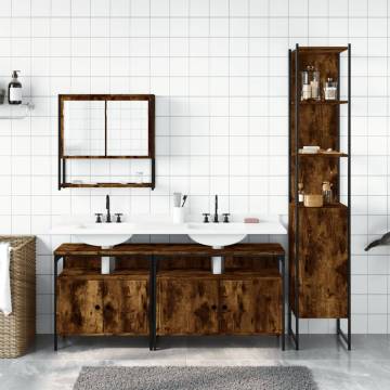 4 Piece Bathroom Furniture Set - Smoked Oak Engineered Wood