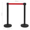 Stanchion with Belt Airport Barrier Steel Black - Hipomarket