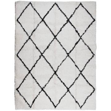 Shaggy Rug PAMPLONA 300x400 cm | Modern Cream & Black Design