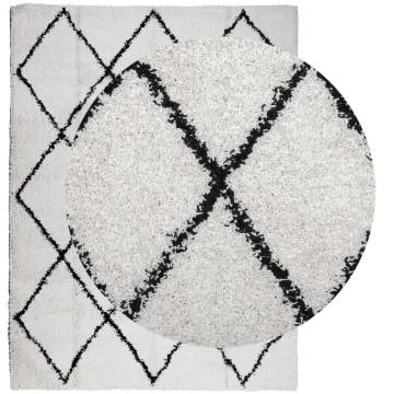 Shaggy Rug PAMPLONA 300x400 cm | Modern Cream & Black Design