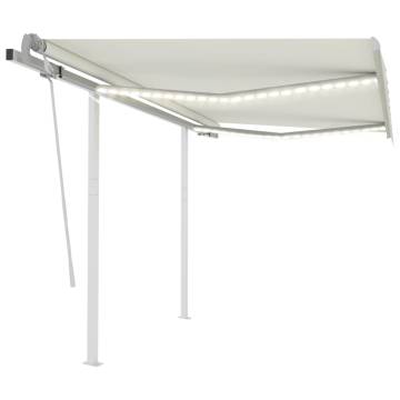 Manual Retractable Awning with LED - 3x2.5m Cream