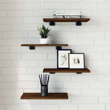 Wall Shelves (4 pcs) - Brown Oak Engineered Wood | HipoMarket