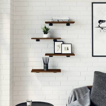 Wall Shelves (4 pcs) - Brown Oak Engineered Wood | HipoMarket