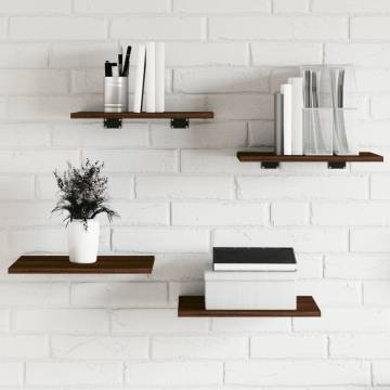 Stylish Brown Oak Wall Shelves - 4 pcs | Hipomarket