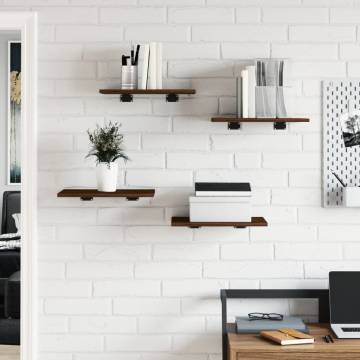 Stylish Brown Oak Wall Shelves - 4 pcs | Hipomarket