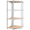 4-Layer Corner Shelf - Silver Steel & Engineered Wood | HipoMarket