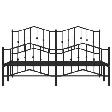 Metal Bed Frame with Headboard & Footboard - Black Super King