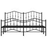 Metal Bed Frame with Headboard & Footboard - Black Super King