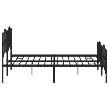 Metal Bed Frame with Headboard & Footboard - Black Super King