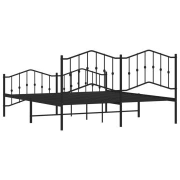 Metal Bed Frame with Headboard & Footboard - Black Super King