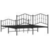 Metal Bed Frame with Headboard & Footboard - Black Super King