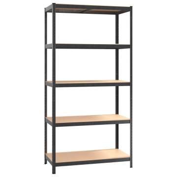 5-Layer Heavy-Duty Shelf | Grey Steel & Engineered Wood