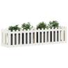 Garden Raised Bed with Fence Design - White Solid Pine 200x50x50