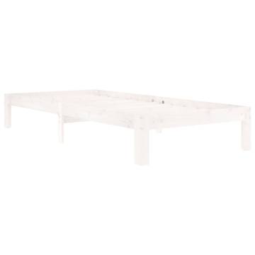 Stylish White Solid Pine Bed Frame 90x200 cm | HipoMarket