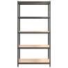 5-Layer Heavy-Duty Shelf | Grey Steel & Engineered Wood