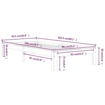 Stylish White Solid Pine Bed Frame 90x200 cm | HipoMarket