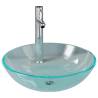 Stylish Bathroom Sink with Tap & Push Drain - Clear Glass Design