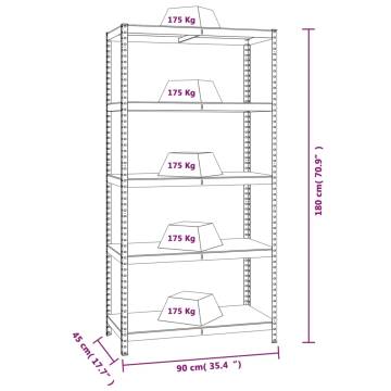 5-Layer Heavy-Duty Shelf | Grey Steel & Engineered Wood