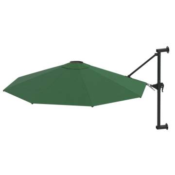 Wall-Mounted Parasol with Metal Pole 300 cm Green - HipoMarket