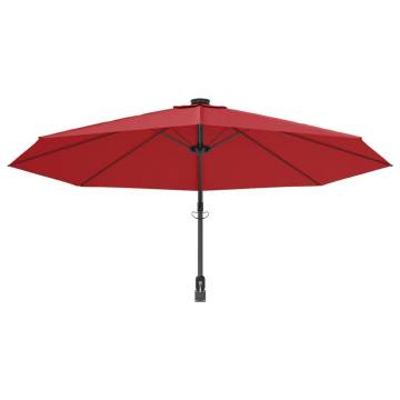 Wall-Mounted Parasol with LEDs - Bright Red 290cm | HipoMarket