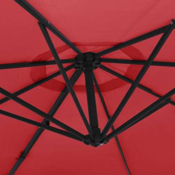 Wall-Mounted Parasol with LEDs - Bright Red 290cm | HipoMarket