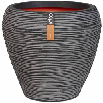 Capi Vase Nature Rib Tapered 42x38 cm Anthracite - Hipomarket