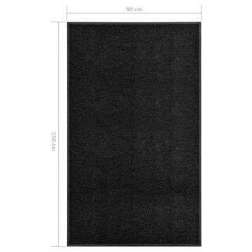 Washable Black Doormat 90x150 cm - Durable & Non-Slip