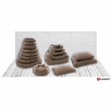 FLAMINGO Dog Bed with Zipper - Comfortable & Washable Taupe