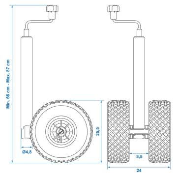 ProPlus Double Jockey Wheel 26x8.5cm with Air-Filled Tyre