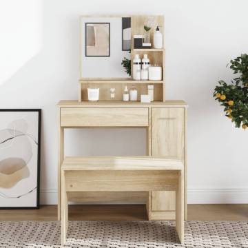 Dressing Table with Mirror in Sonoma Oak - Elegant Design