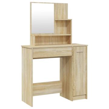 Dressing Table with Mirror in Sonoma Oak - Elegant Design