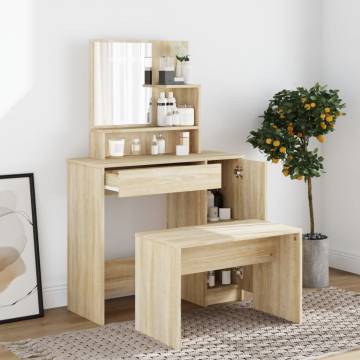 Dressing Table with Mirror in Sonoma Oak - Elegant Design