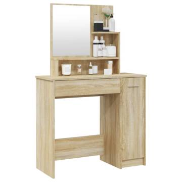 Dressing Table with Mirror in Sonoma Oak - Elegant Design