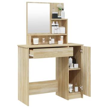 Dressing Table with Mirror in Sonoma Oak - Elegant Design