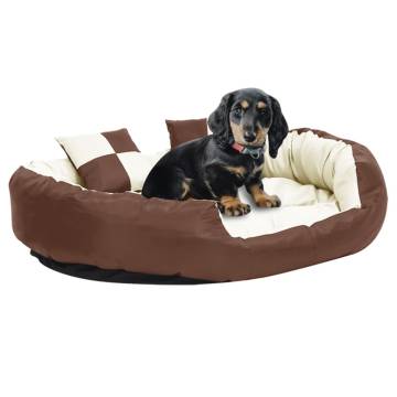 Reversible & Washable Dog Cushion - Brown & Cream | Hipomarket