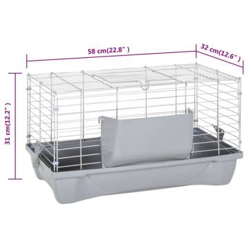 Small Animal Cage - Durable Grey Cage for Furry Friends