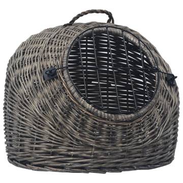 Cat Transporter Grey - Natural Willow Carrier 45x35x35 cm