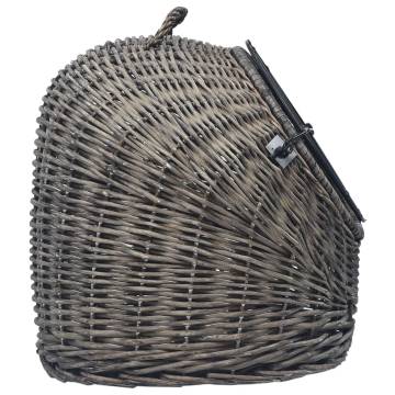 Cat Transporter Grey - Natural Willow Carrier 45x35x35 cm