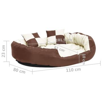 Reversible & Washable Dog Cushion - Brown & Cream | Hipomarket