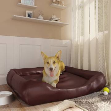 Luxury Faux Leather Dog Bed - Brown 105x80x25 cm