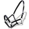 Real Leather Headcollar Stable Halter Adjustable Black Cob Colour black Size cob 