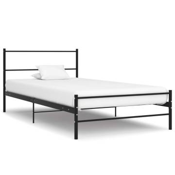 Black Metal Bed Frame 100x200 cm - Stylish & Durable