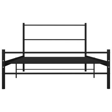 Black Metal Bed Frame 100x200 cm - Stylish & Durable