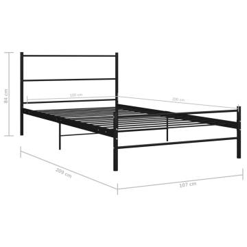 Black Metal Bed Frame 100x200 cm - Stylish & Durable